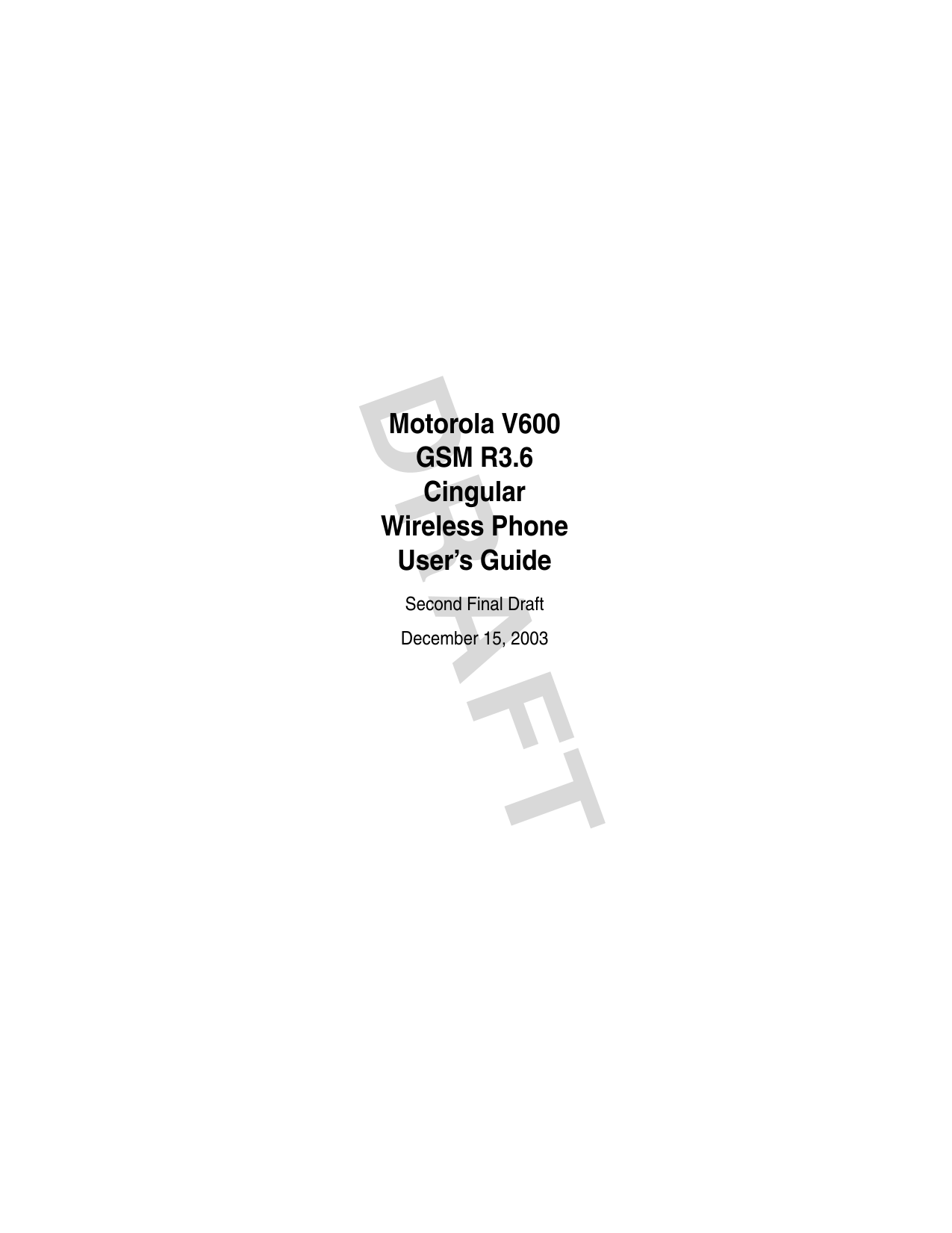 Motorola V600 Gsm R3 6 Users Manual