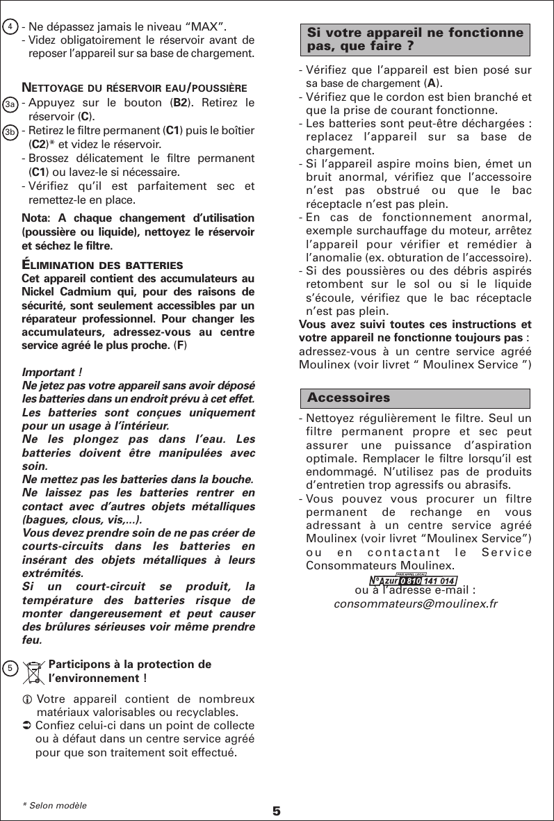 Page 8 of 10 - Moulinex Moulinex-Hand-Held-Vaccuum-Cleaner-Users-Manual- Imprimer ROWEN140-Notice Klinéa  Moulinex-hand-held-vaccuum-cleaner-users-manual