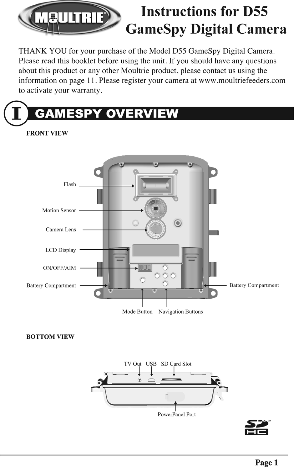 Page 1 of 11 - Moultrie D55 User Manual  To The 14dc2390-5915-4382-afa4-5c7017e3fe76