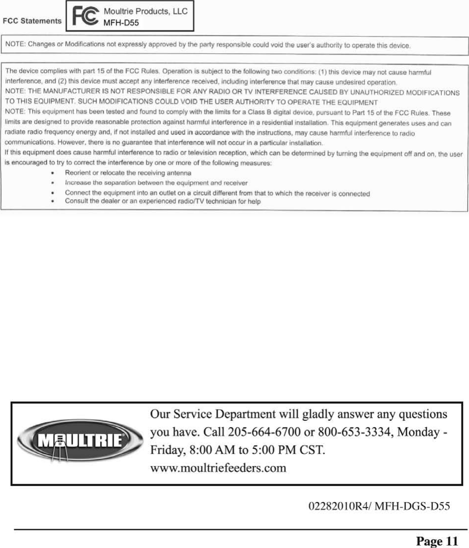 Page 11 of 11 - Moultrie D55 User Manual  To The 14dc2390-5915-4382-afa4-5c7017e3fe76