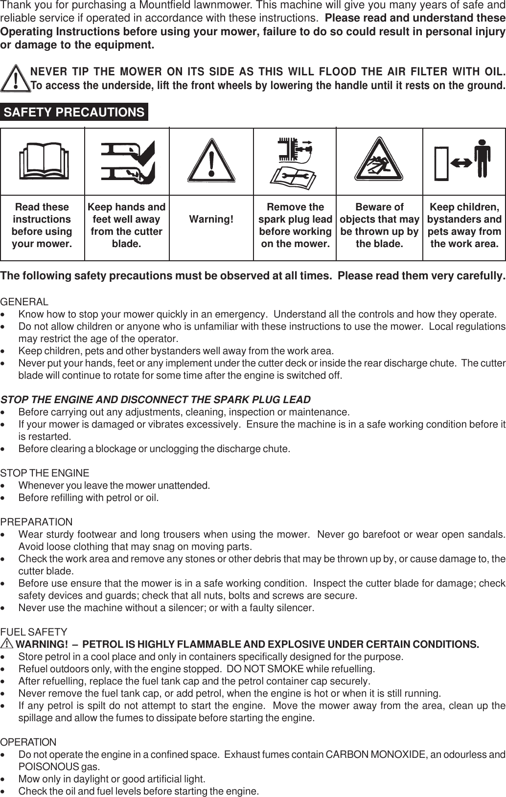 Page 2 of 8 - Mountfield Mountfield-Sp536-Users-Manual- SP536 & SP536ES 101008  Mountfield-sp536-users-manual