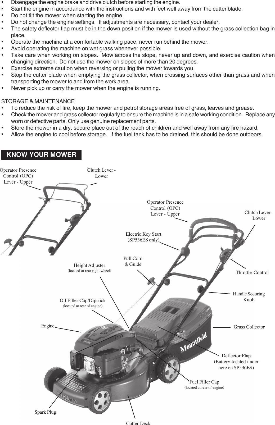 Page 3 of 8 - Mountfield Mountfield-Sp536-Users-Manual- SP536 & SP536ES 101008  Mountfield-sp536-users-manual