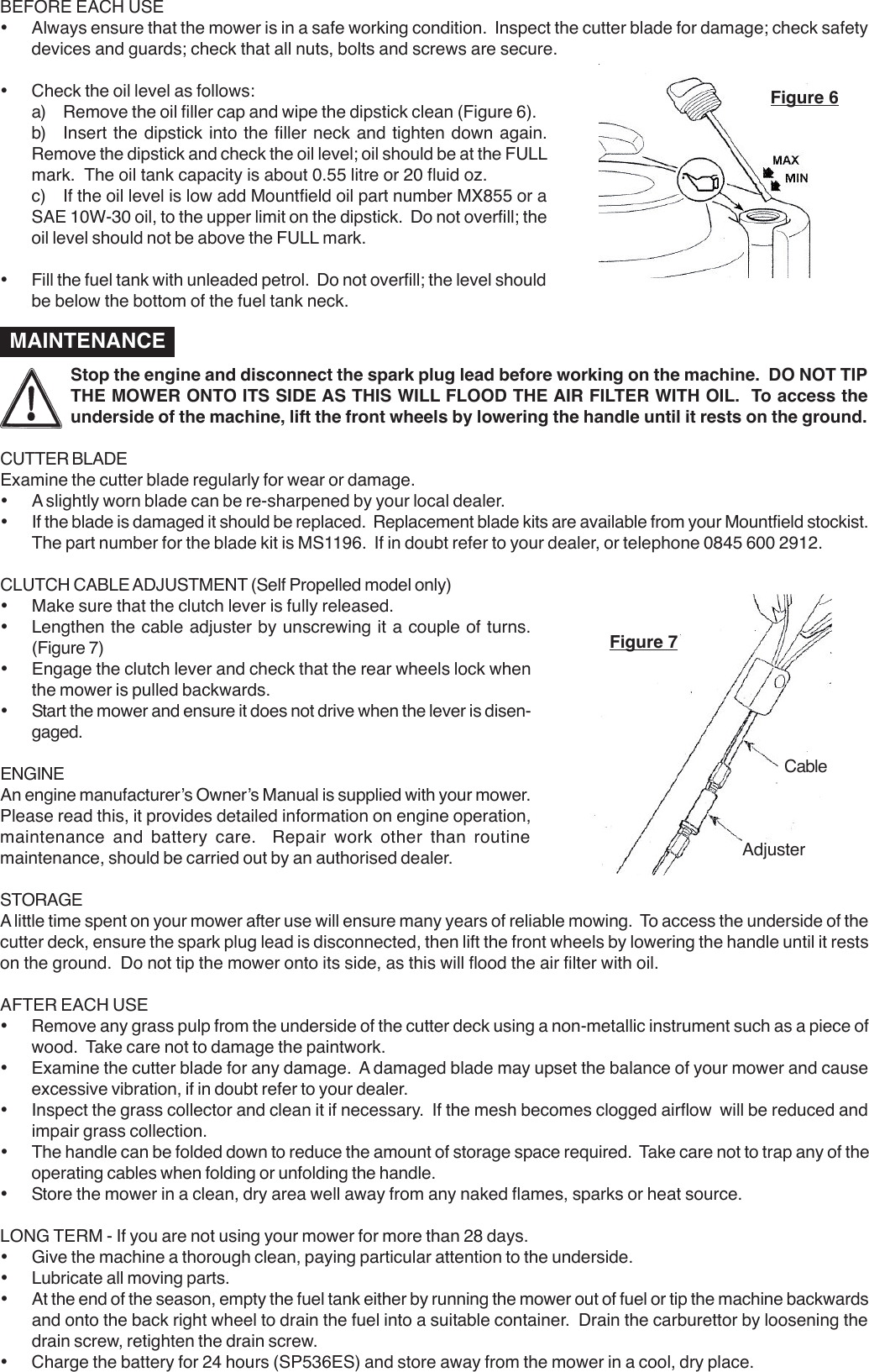 Page 6 of 8 - Mountfield Mountfield-Sp536-Users-Manual- SP536 & SP536ES 101008  Mountfield-sp536-users-manual