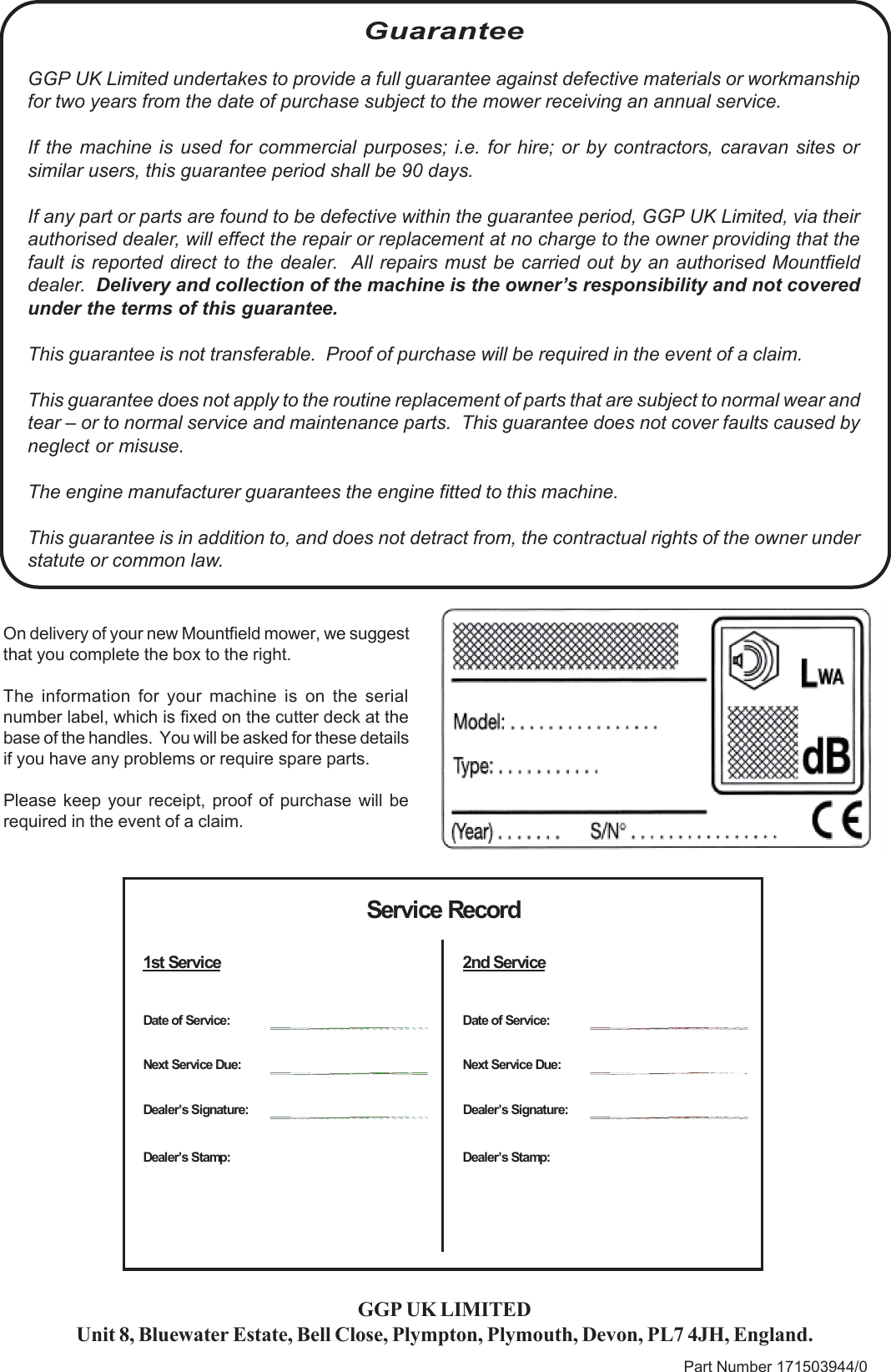 Page 8 of 8 - Mountfield Mountfield-Sp536-Users-Manual- SP536 & SP536ES 101008  Mountfield-sp536-users-manual