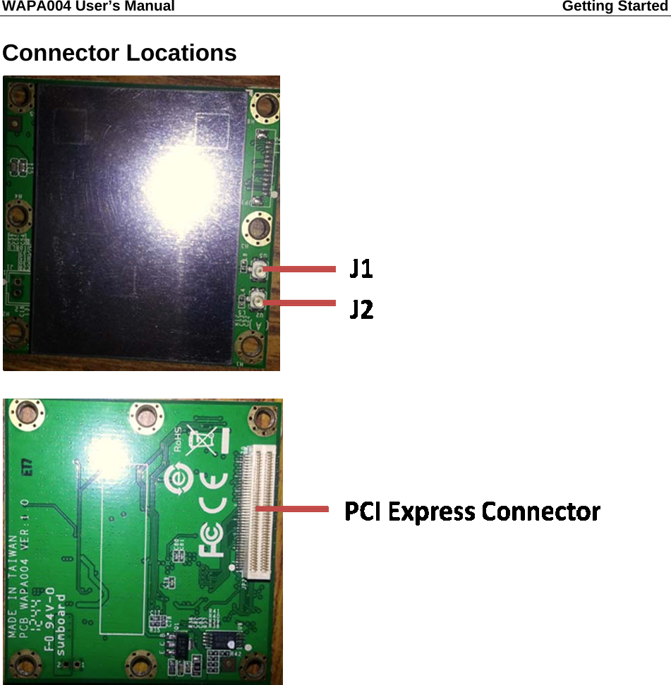 WAPA004 User’s Manual  Getting Started       Connector Locations    