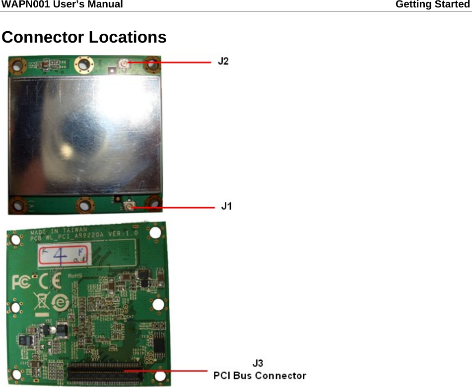 WAPN001 User’s Manual  Getting Started       Connector Locations    