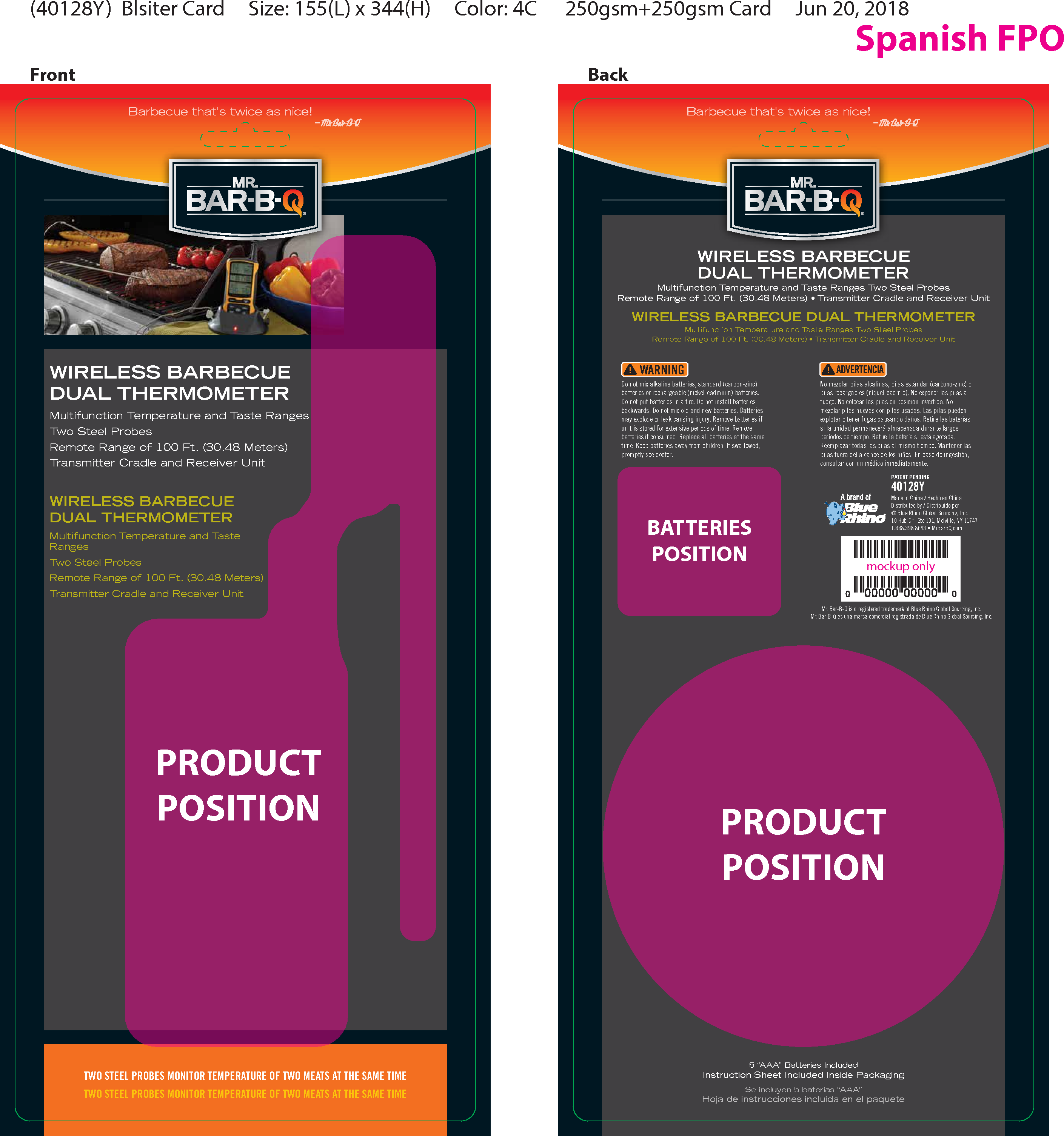 Mr Bar B Q 40128 Wireless BBQ thermometer User Manual