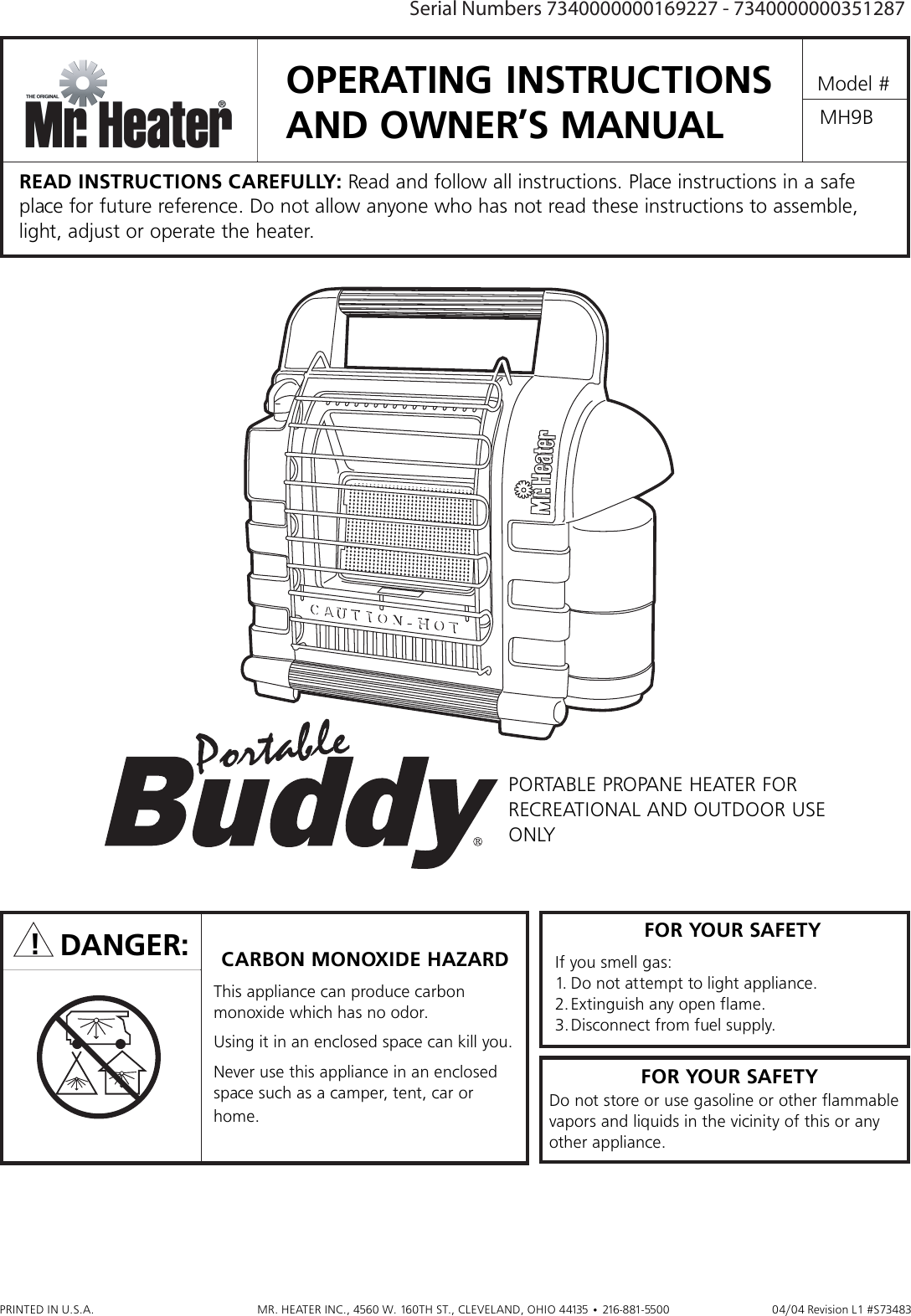 Page 1 of 8 - Mr-Heater Mr-Heater-Buddy-Mh9B-Users-Manual- Buddy#73432  Mr-heater-buddy-mh9b-users-manual
