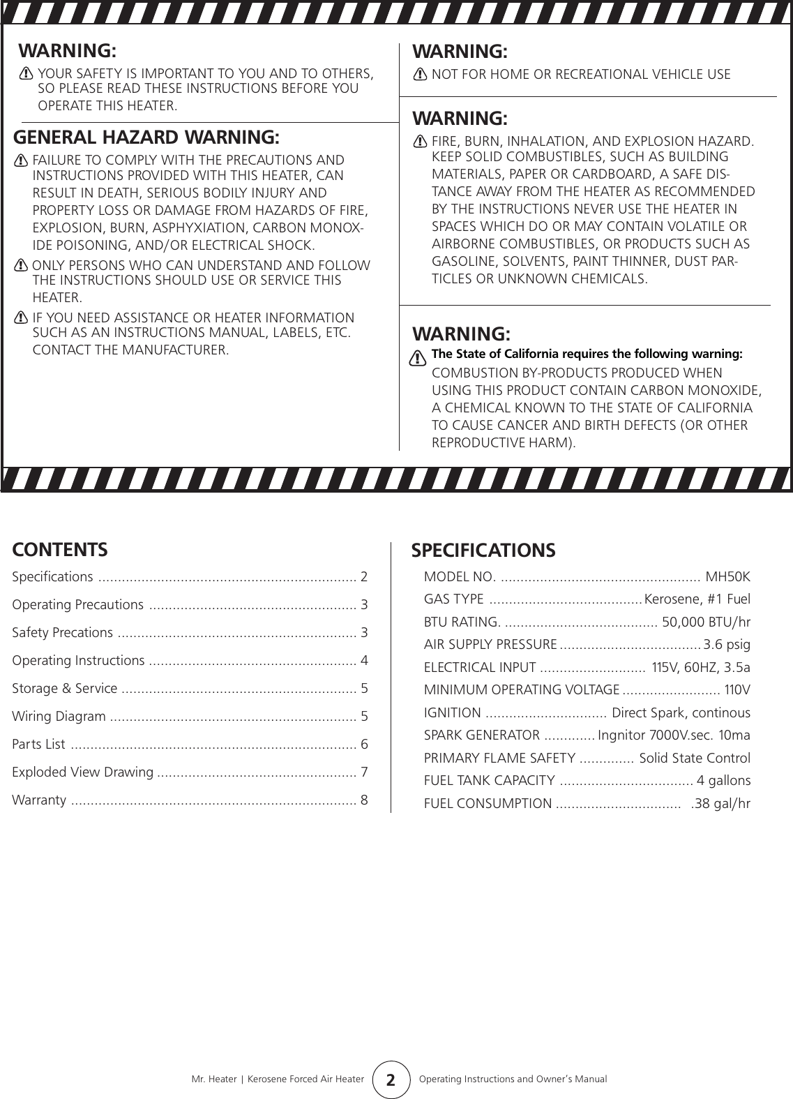 Page 2 of 8 - Mr-Heater Mr-Heater-Mh50K-Users-Manual- Buddy#73432  Mr-heater-mh50k-users-manual