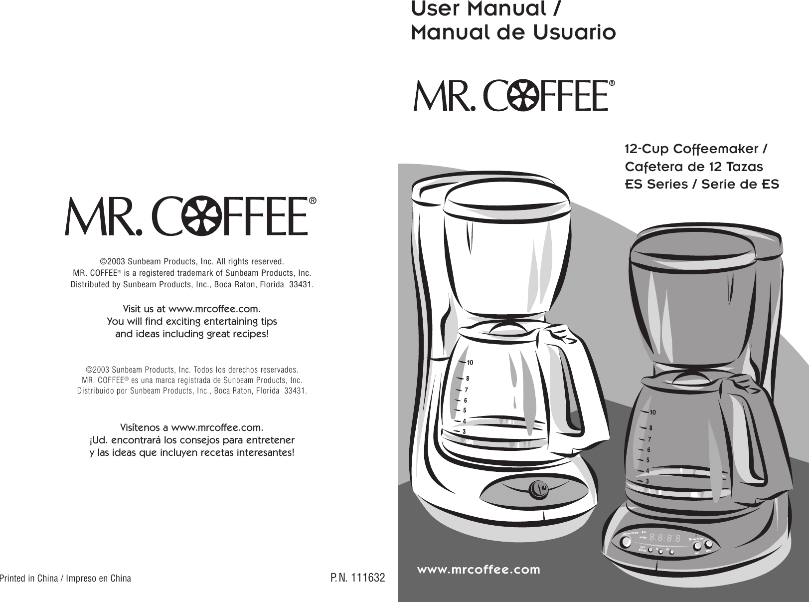 Mrcoffee Coffeemaker Esx20 Users Manual