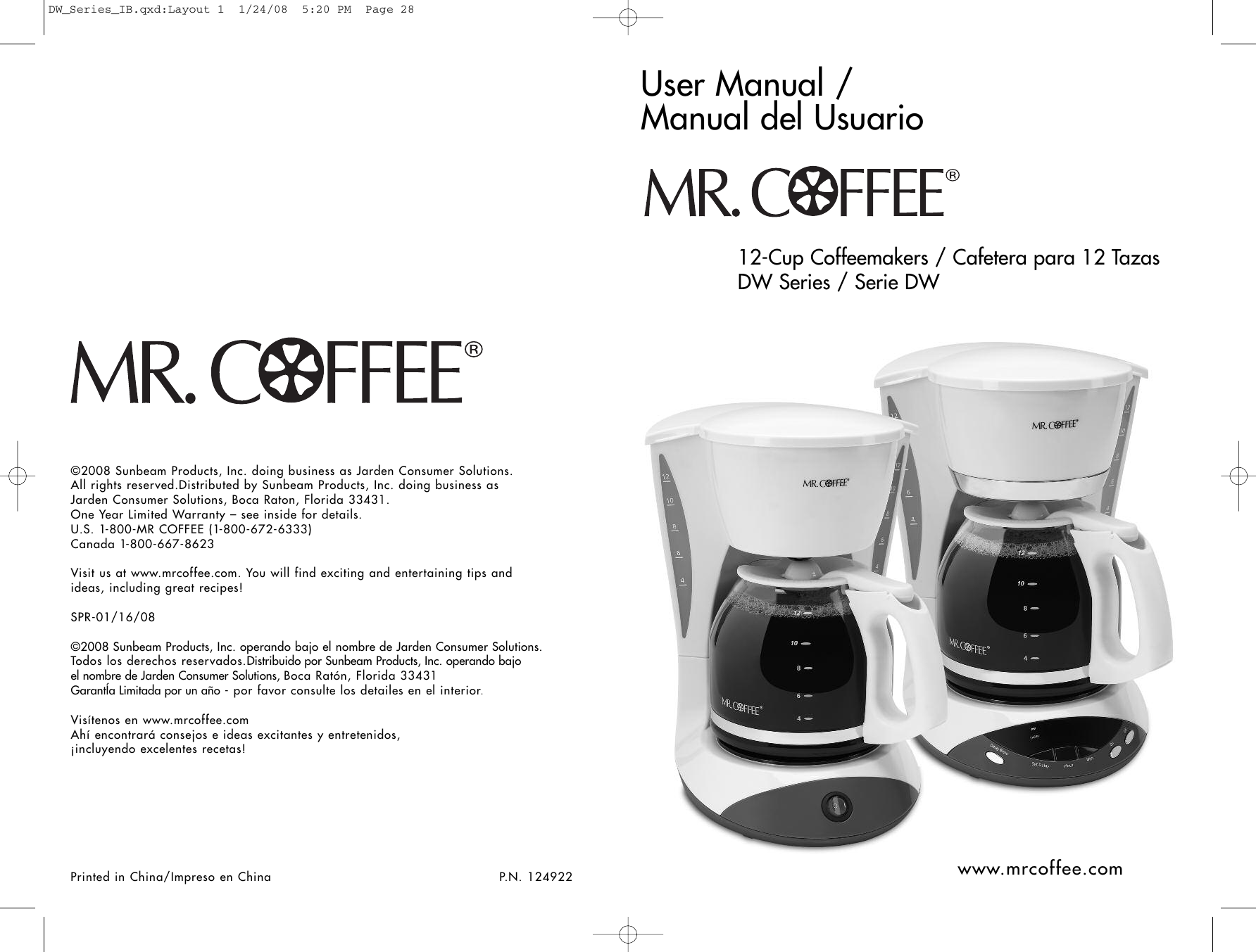 Mrcoffee Dw13 Users Manual