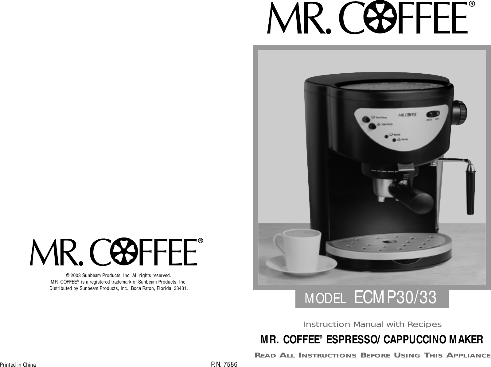 Page 1 of 8 - Mrcoffee Mrcoffee-Ecmp30-33-Users-Manual-  Mrcoffee-ecmp30-33-users-manual