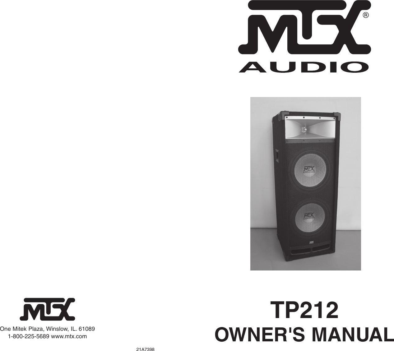 Page 1 of 6 - Mtx-Audio Mtx-Audio-Mtx-Tp212-Users-Manual- TP212 Owners Manual (21A7398)  Mtx-audio-mtx-tp212-users-manual