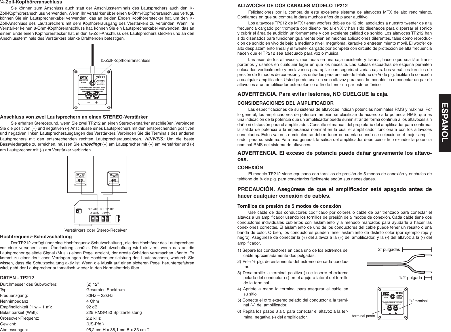 Page 5 of 6 - Mtx-Audio Mtx-Audio-Mtx-Tp212-Users-Manual- TP212 Owners Manual (21A7398)  Mtx-audio-mtx-tp212-users-manual