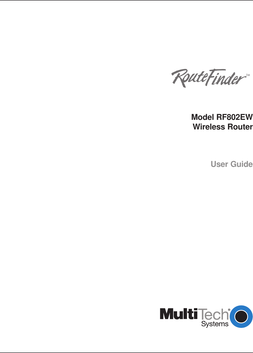 Model RF802EWWireless RouterUser Guide