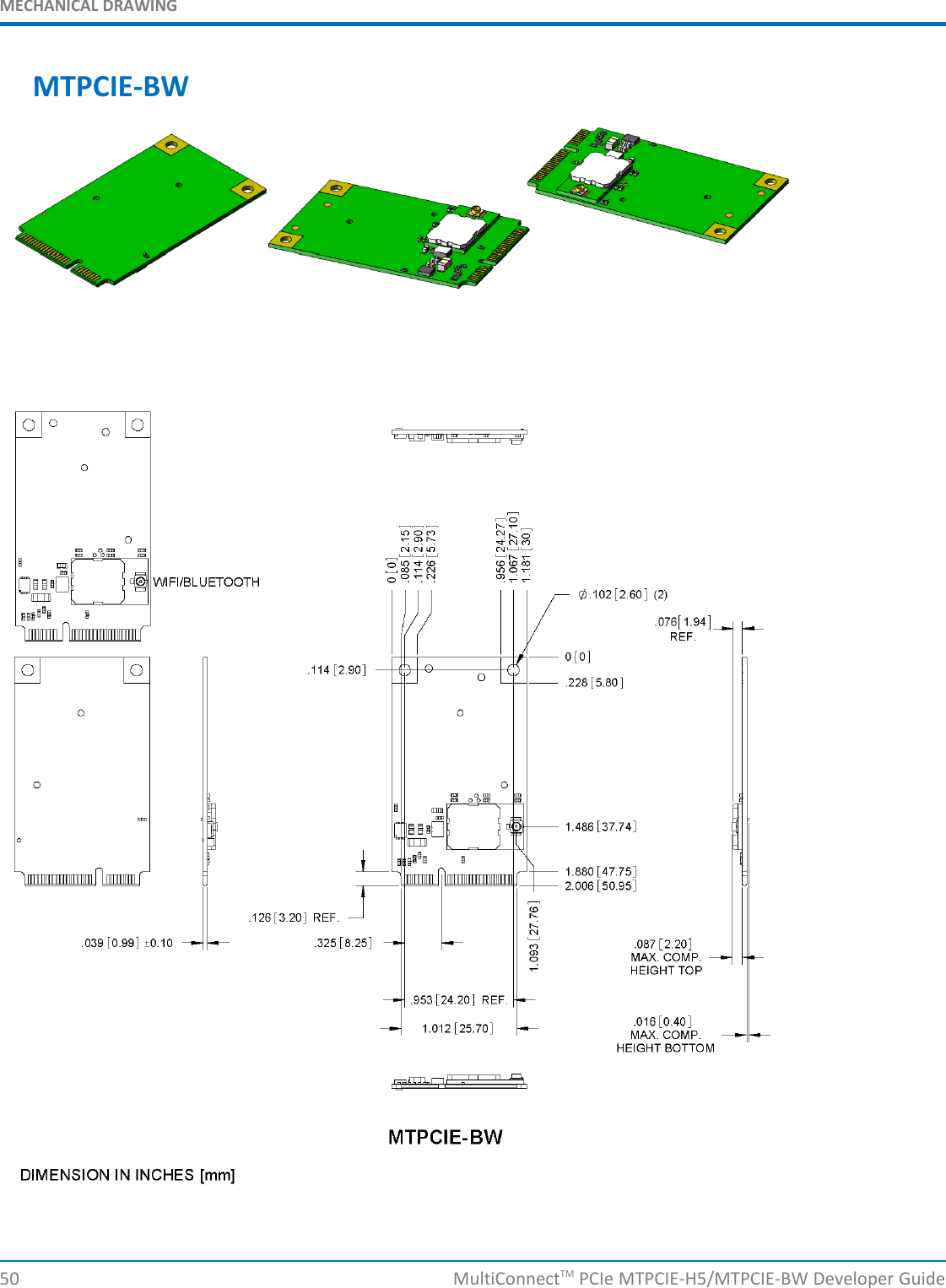 MECHANICAL DRAWINGMTPCIE-BW50 MultiConnectTM PCIe MTPCIE-H5/MTPCIE-BW Developer Guide