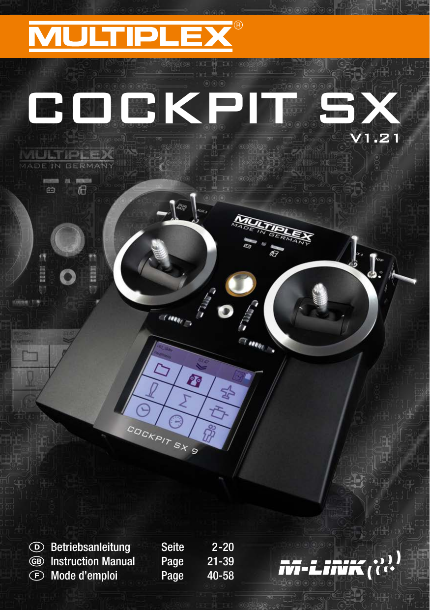 Page 1 of Multiplex Modellsport and KG COCKPITSX Remote Control User Manual