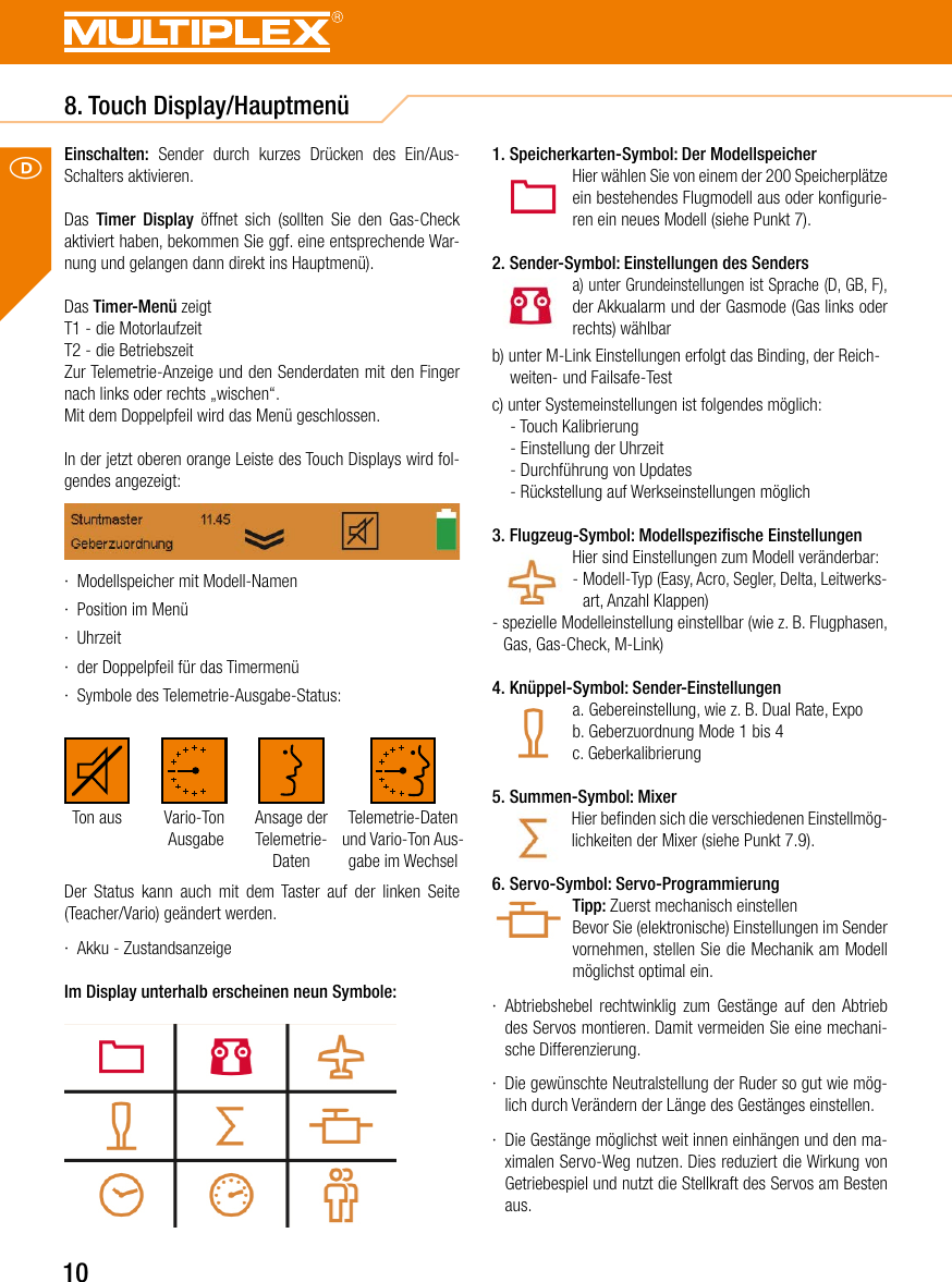 Page 10 of Multiplex Modellsport and KG COCKPITSX Remote Control User Manual