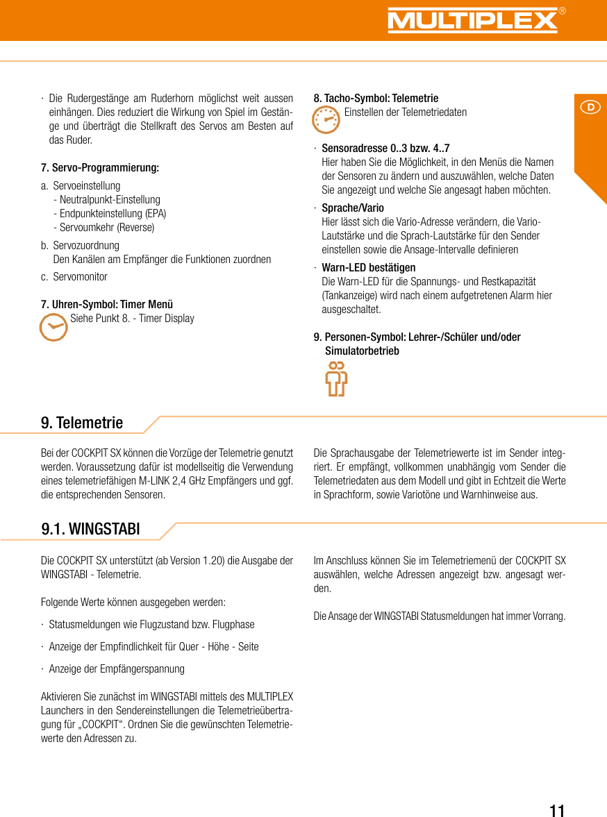 Page 11 of Multiplex Modellsport and KG COCKPITSX Remote Control User Manual
