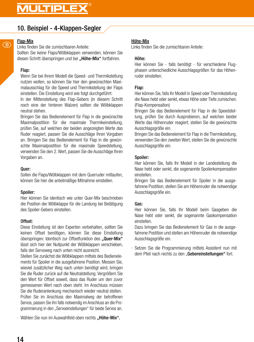Page 14 of Multiplex Modellsport and KG COCKPITSX Remote Control User Manual