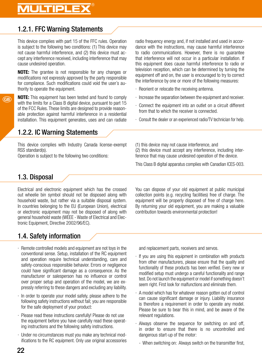 Page 22 of Multiplex Modellsport and KG COCKPITSX Remote Control User Manual