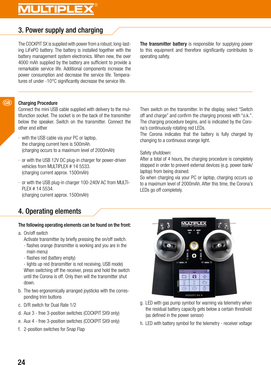Page 24 of Multiplex Modellsport and KG COCKPITSX Remote Control User Manual