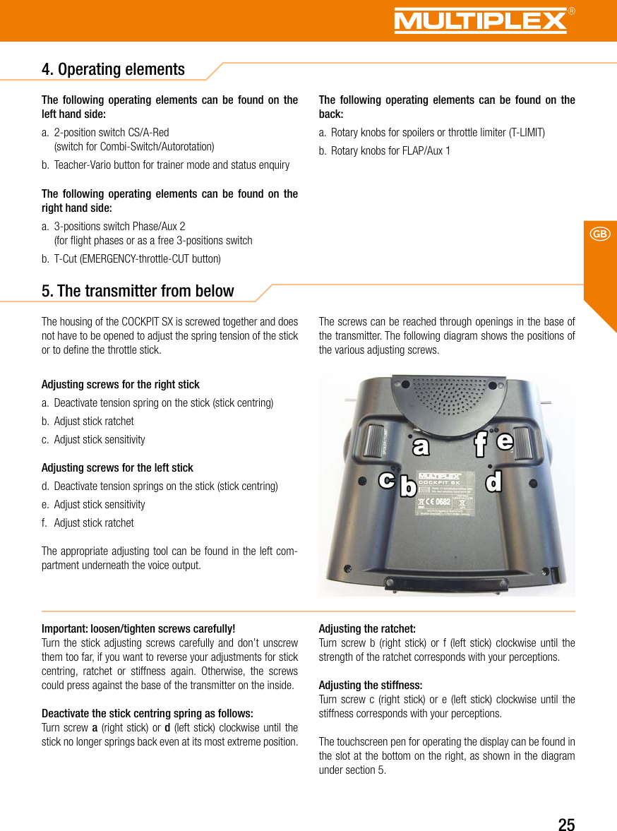 Page 25 of Multiplex Modellsport and KG COCKPITSX Remote Control User Manual
