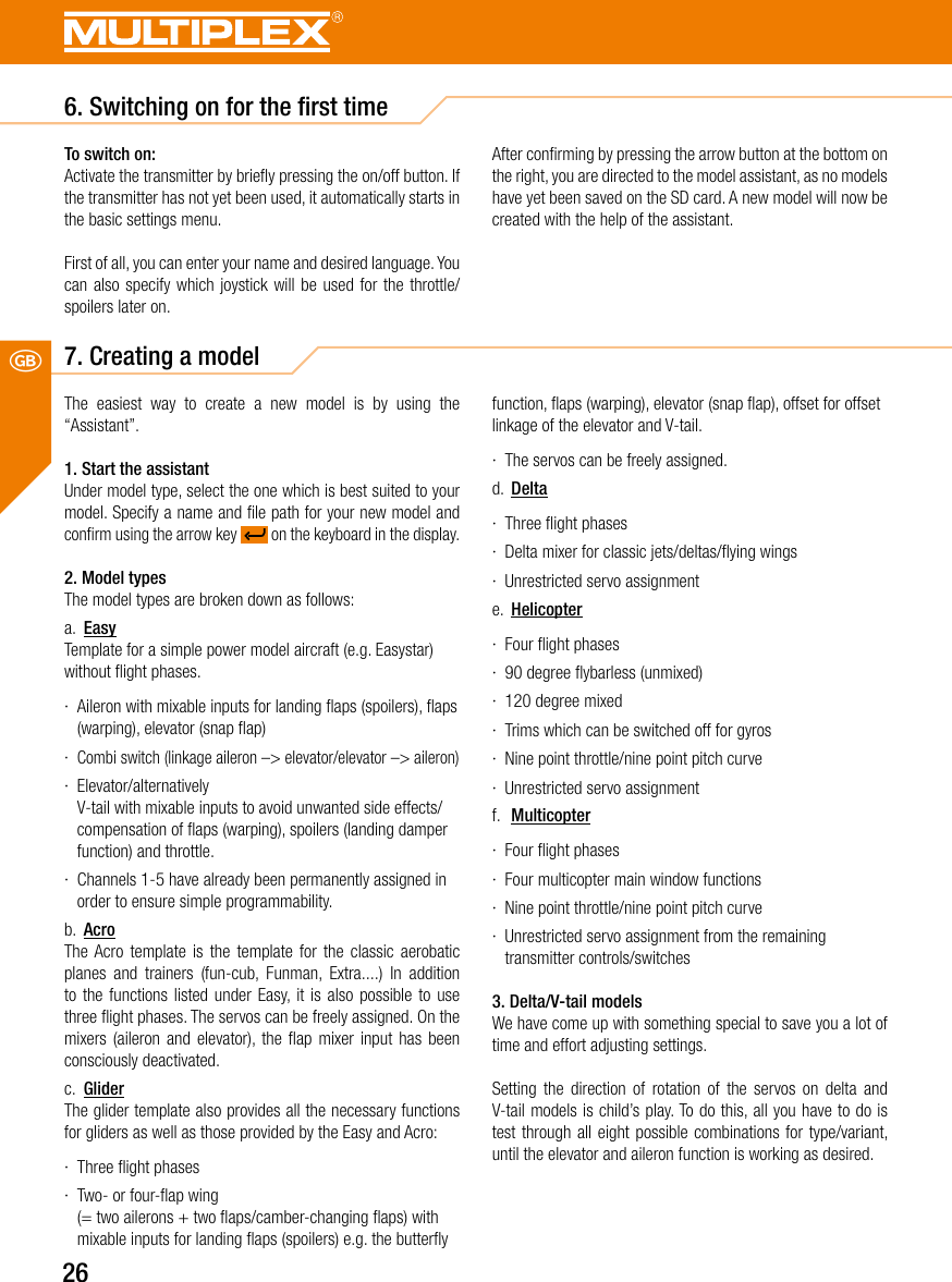 Page 26 of Multiplex Modellsport and KG COCKPITSX Remote Control User Manual
