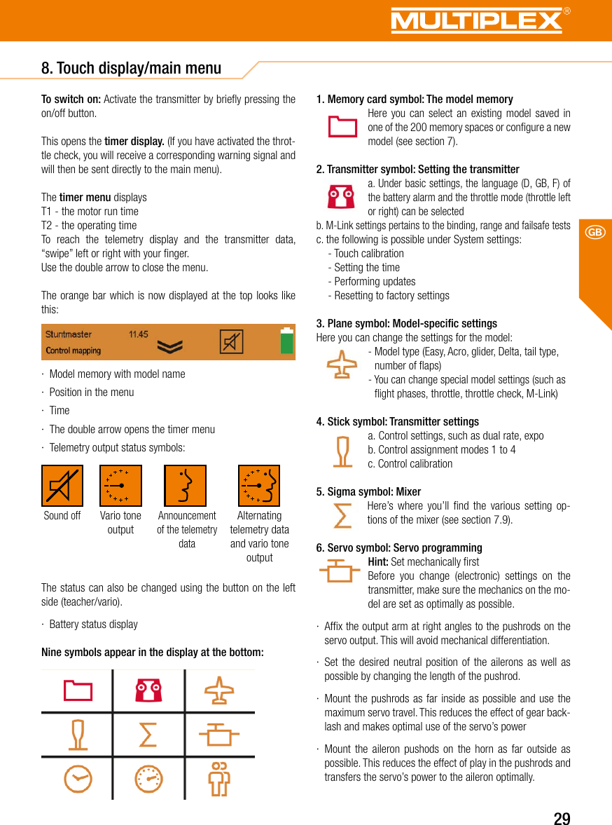 Page 29 of Multiplex Modellsport and KG COCKPITSX Remote Control User Manual