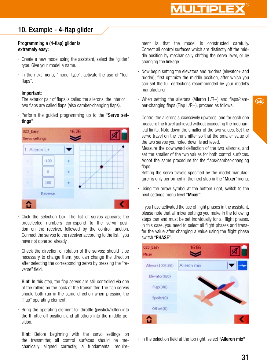 Page 31 of Multiplex Modellsport and KG COCKPITSX Remote Control User Manual