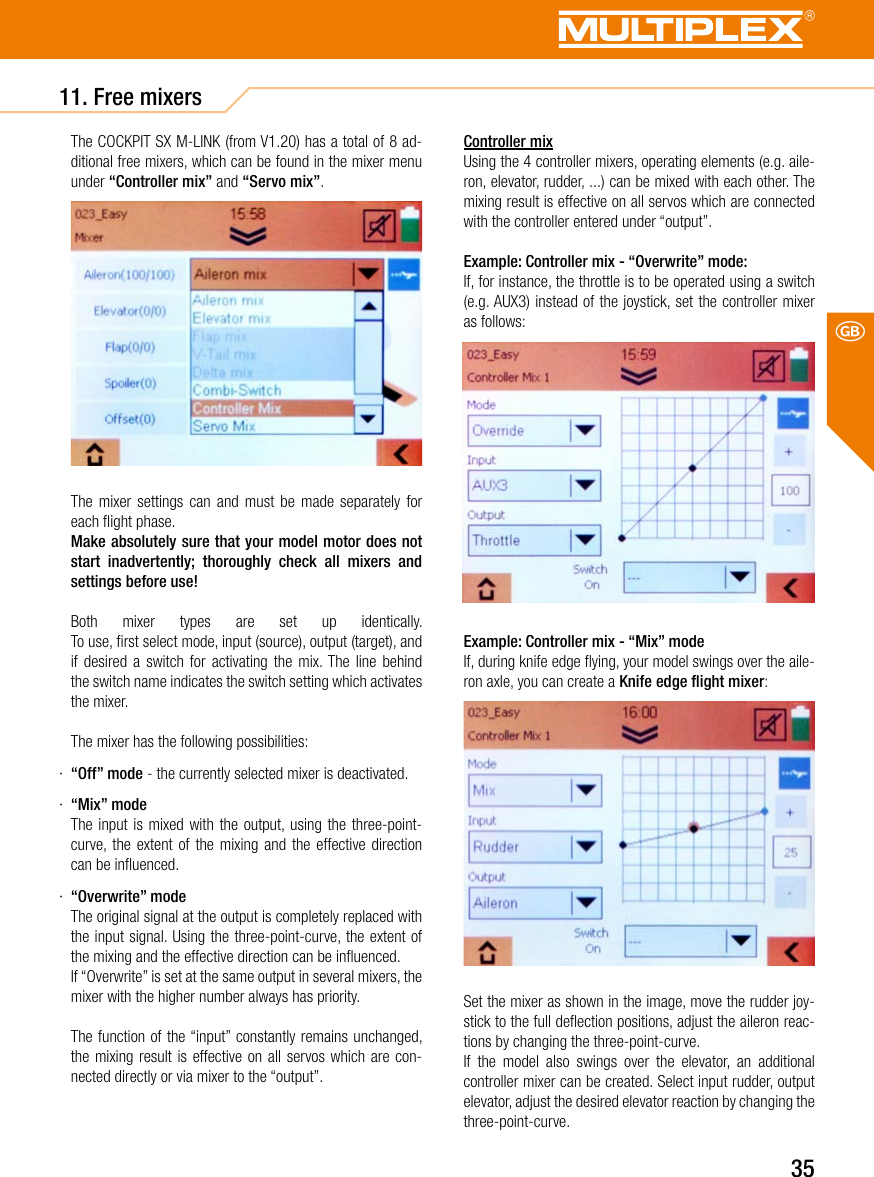 Page 35 of Multiplex Modellsport and KG COCKPITSX Remote Control User Manual