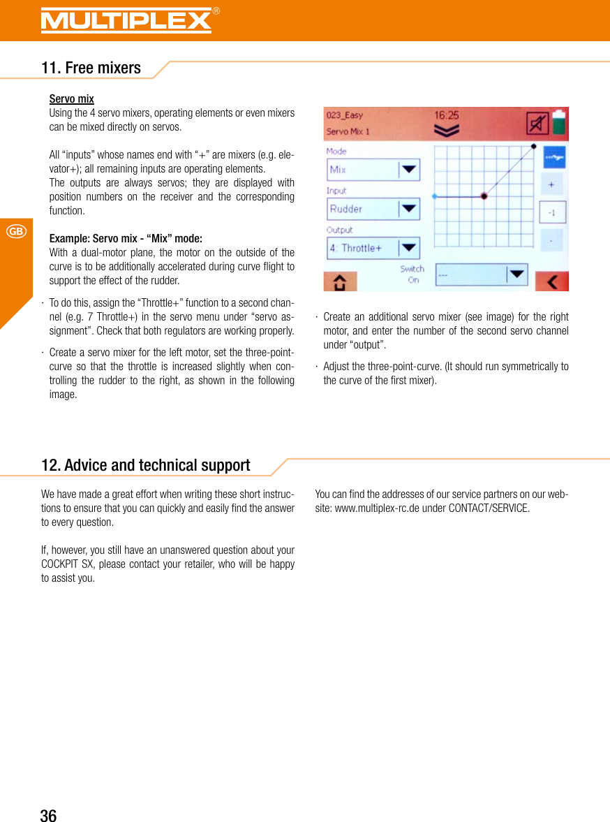 Page 36 of Multiplex Modellsport and KG COCKPITSX Remote Control User Manual