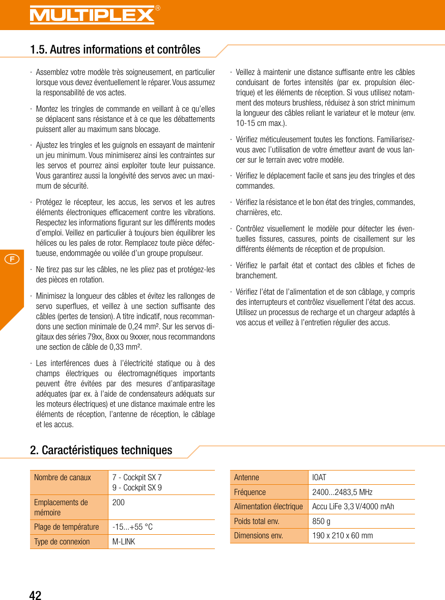 Page 42 of Multiplex Modellsport and KG COCKPITSX Remote Control User Manual