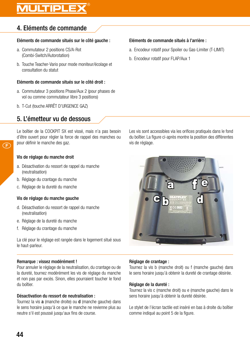 Page 44 of Multiplex Modellsport and KG COCKPITSX Remote Control User Manual