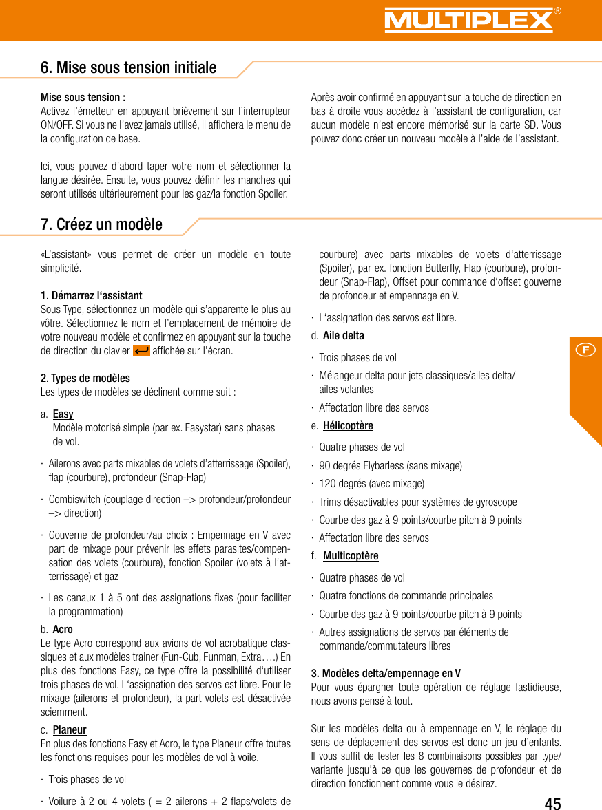 Page 45 of Multiplex Modellsport and KG COCKPITSX Remote Control User Manual