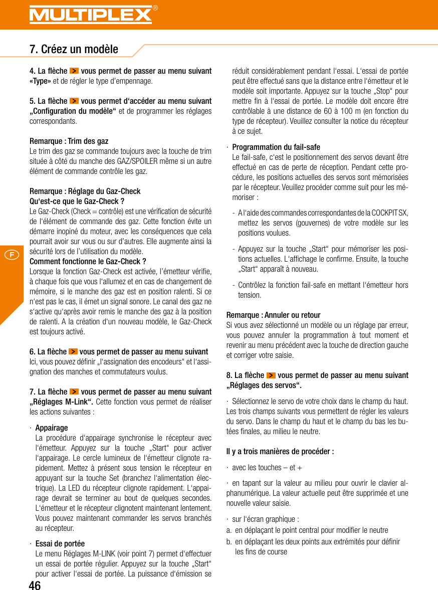 Page 46 of Multiplex Modellsport and KG COCKPITSX Remote Control User Manual