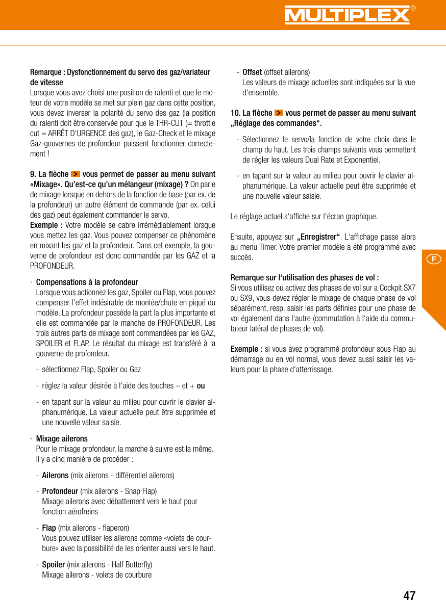 Page 47 of Multiplex Modellsport and KG COCKPITSX Remote Control User Manual
