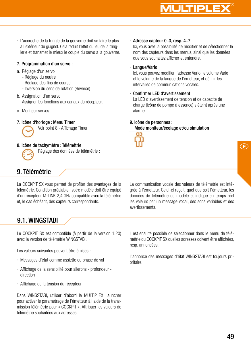 Page 49 of Multiplex Modellsport and KG COCKPITSX Remote Control User Manual