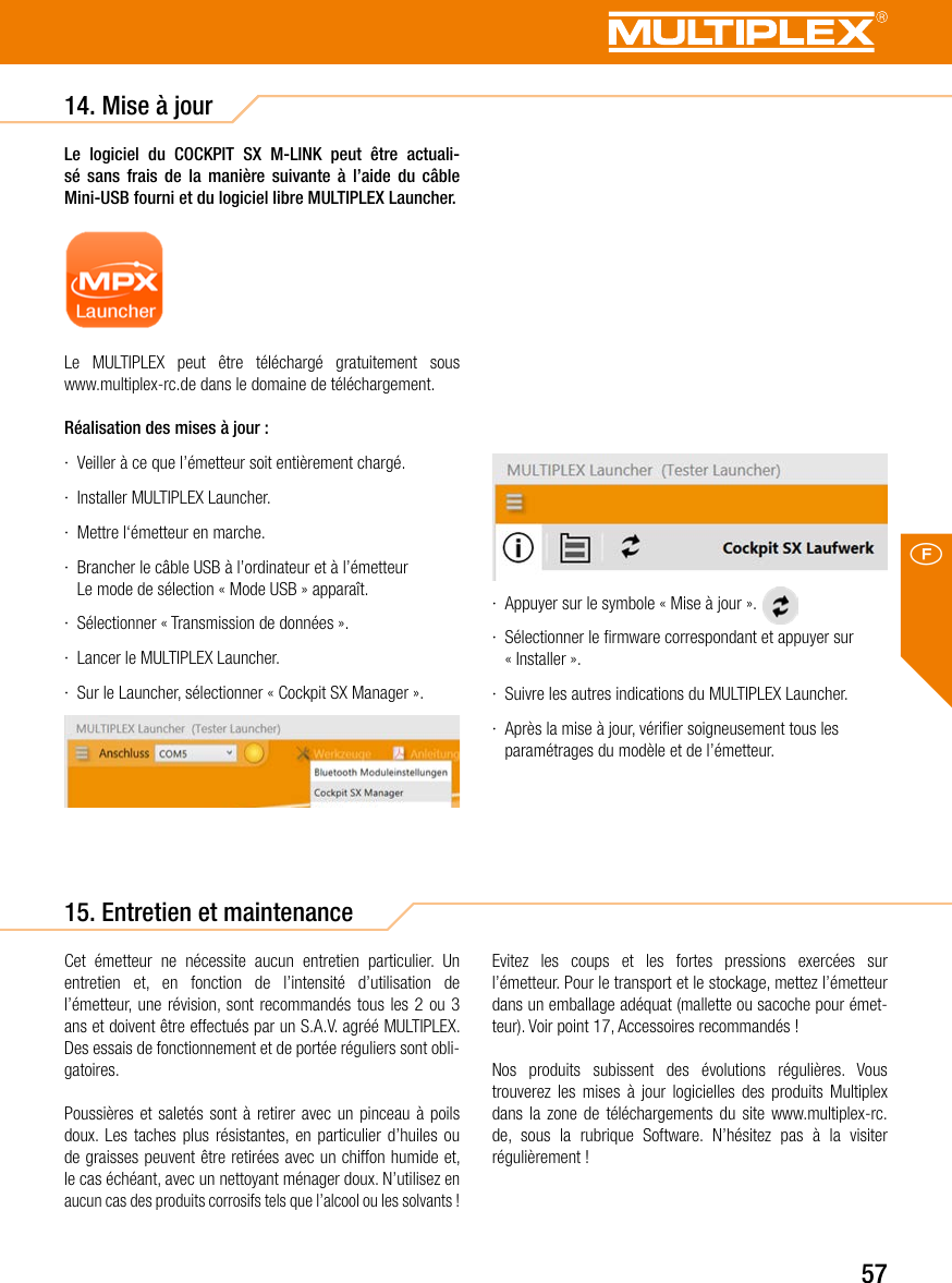 Page 57 of Multiplex Modellsport and KG COCKPITSX Remote Control User Manual