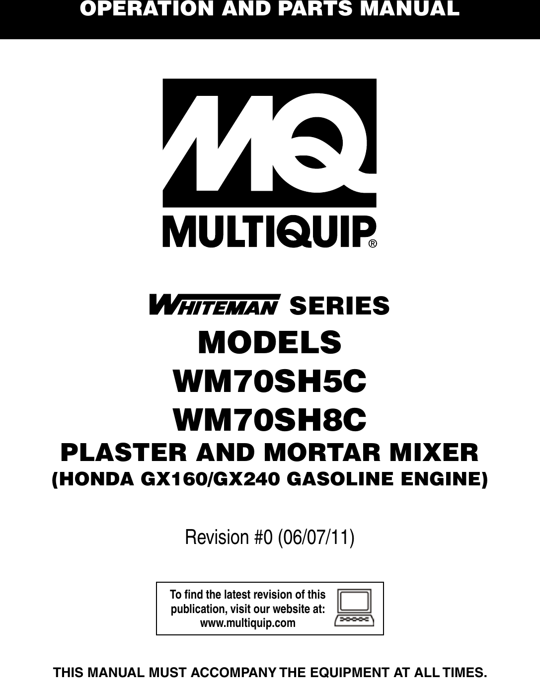 Multiquip Mixer Wm70Sh8C Users Manual