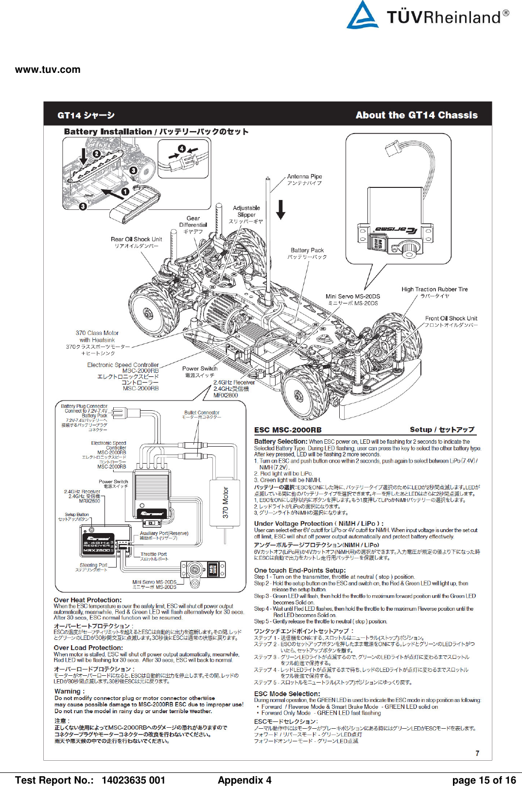 www.tuv.com   Test Report No.:  14023635 001  Appendix 4  page 15 of 16    