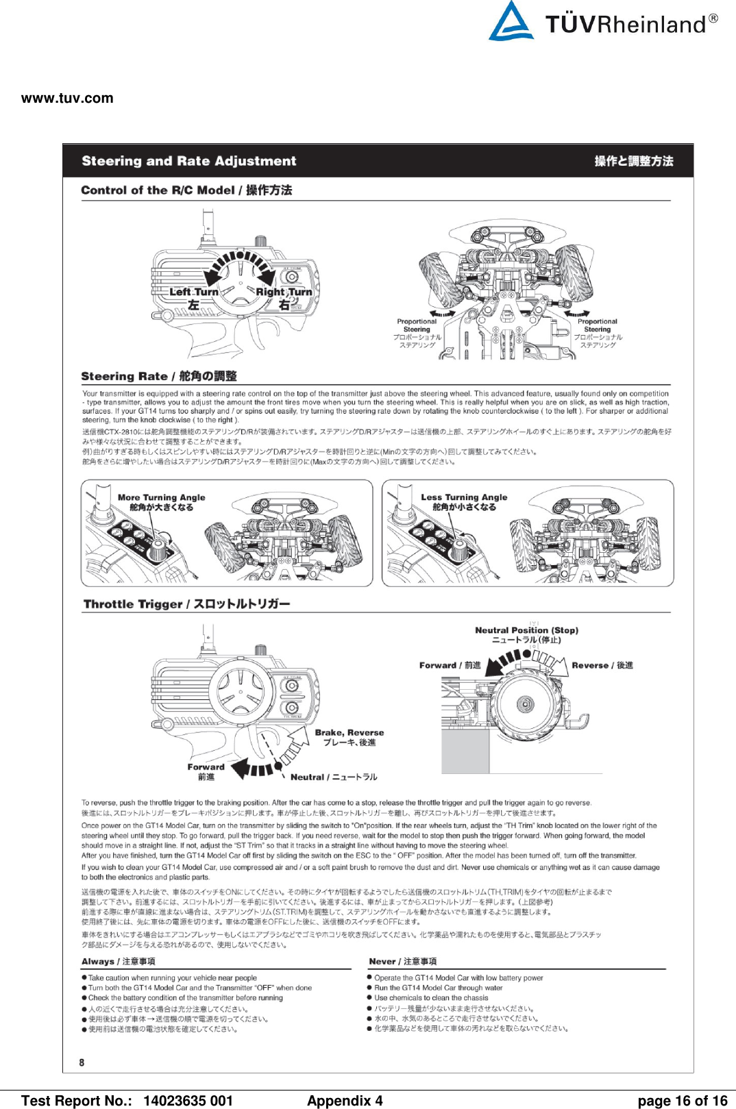 www.tuv.com   Test Report No.:  14023635 001  Appendix 4  page 16 of 16  