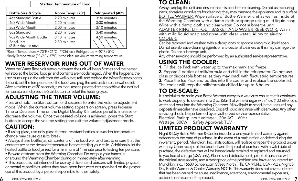 Page 3 of 10 - Munchkin Munchkin-Night-Day-Bottle-Warmer-Cooler-Owner-S-Manual