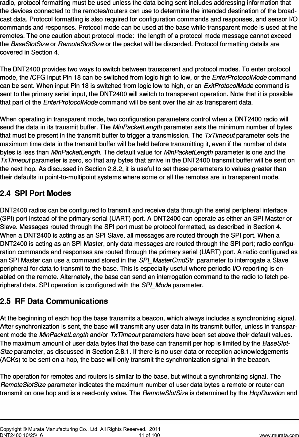 Page 12 of Murata Electronics North America DNT2400P 2.4GHz Transceiver Module User Manual 16 0346   Exhibit Cover