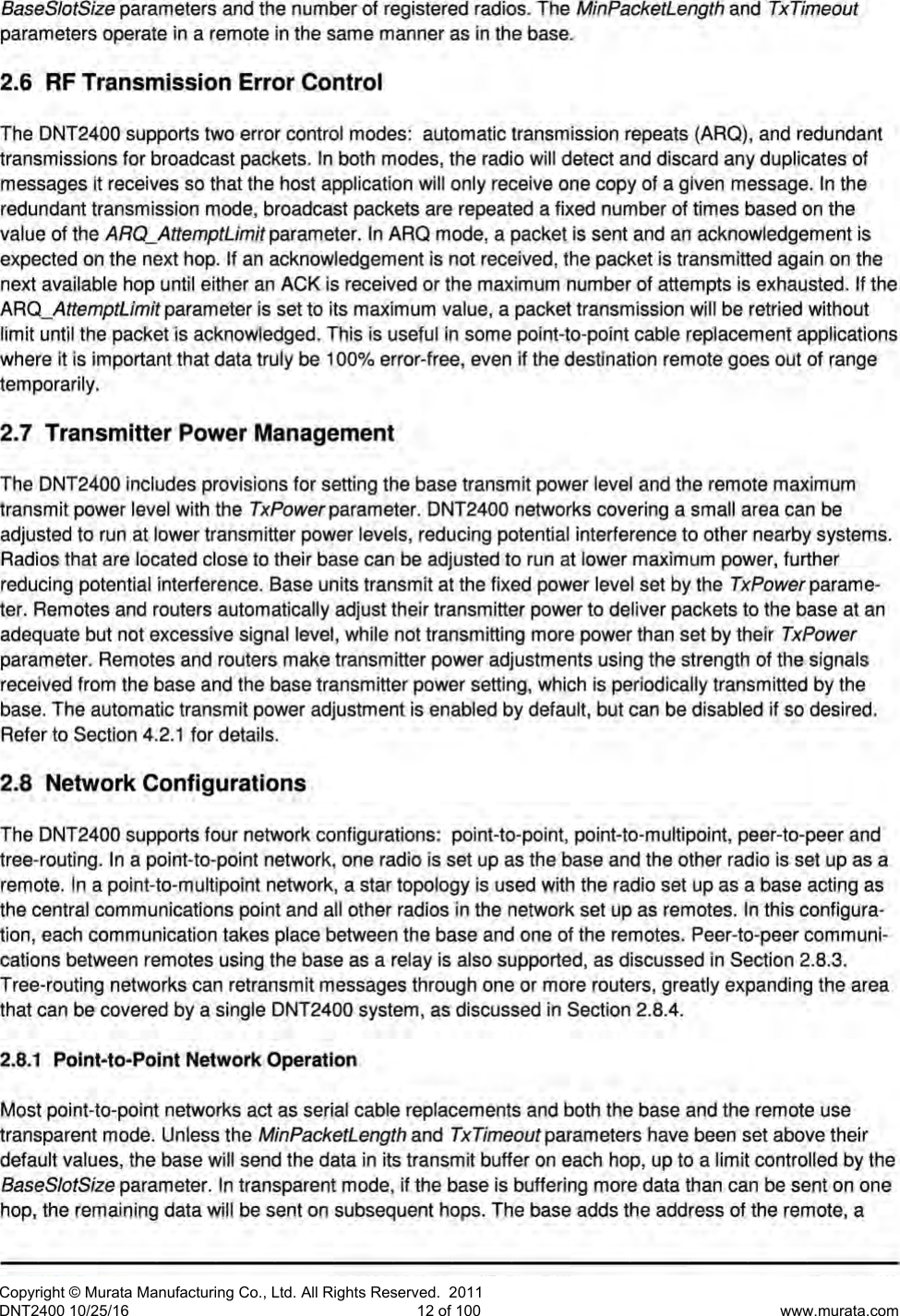 Page 13 of Murata Electronics North America DNT2400P 2.4GHz Transceiver Module User Manual 16 0346   Exhibit Cover