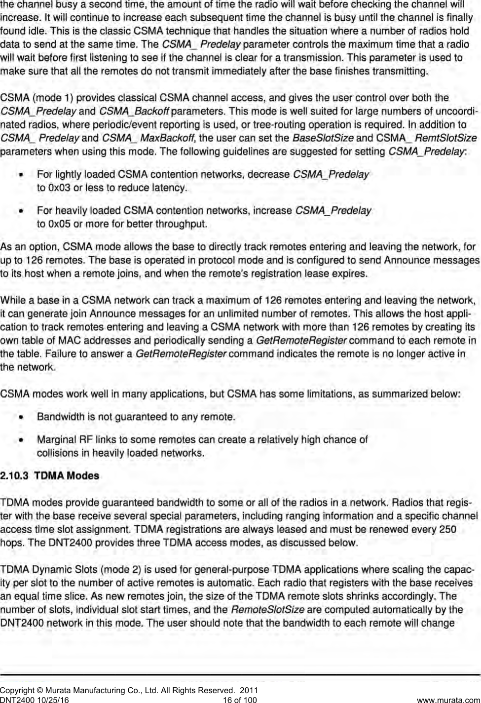 Page 17 of Murata Electronics North America DNT2400P 2.4GHz Transceiver Module User Manual 16 0346   Exhibit Cover