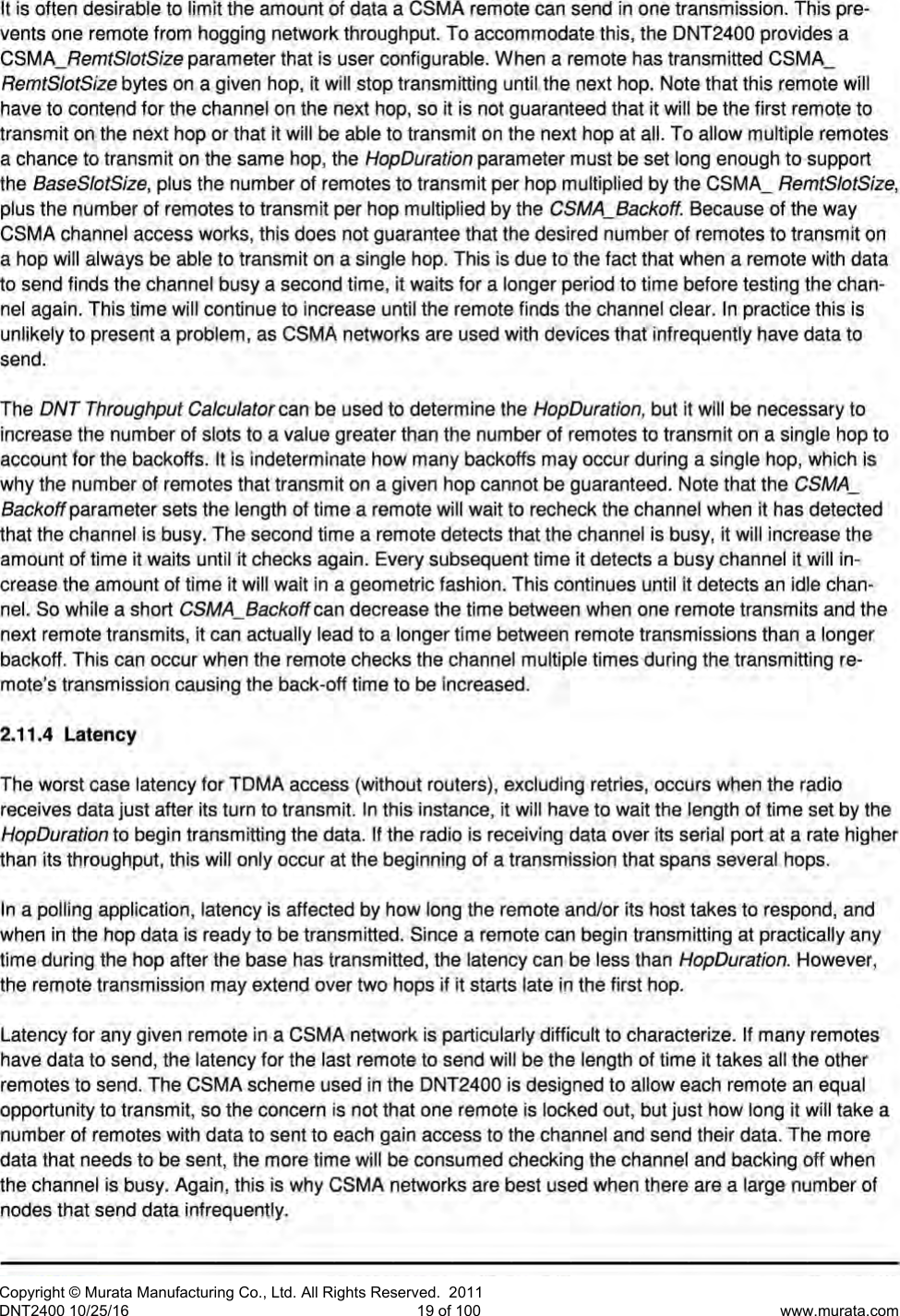 Page 20 of Murata Electronics North America DNT2400P 2.4GHz Transceiver Module User Manual 16 0346   Exhibit Cover