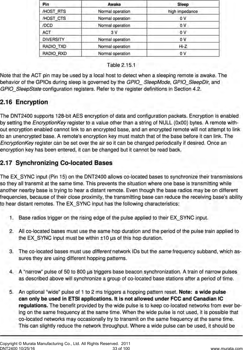 Page 34 of Murata Electronics North America DNT2400P 2.4GHz Transceiver Module User Manual 16 0346   Exhibit Cover