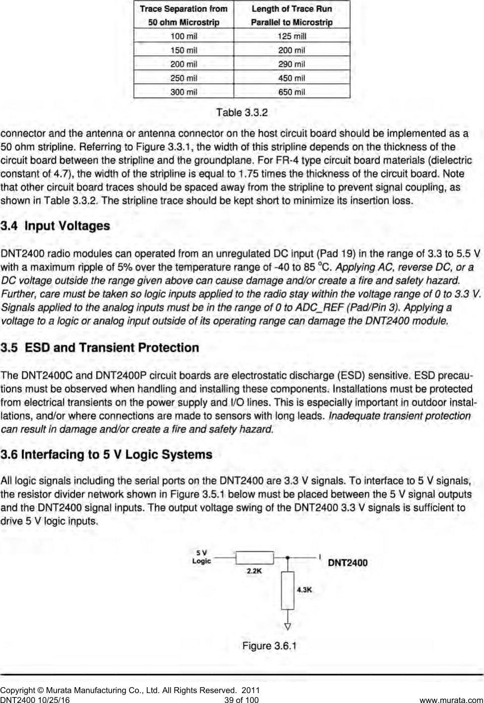 Page 40 of Murata Electronics North America DNT2400P 2.4GHz Transceiver Module User Manual 16 0346   Exhibit Cover