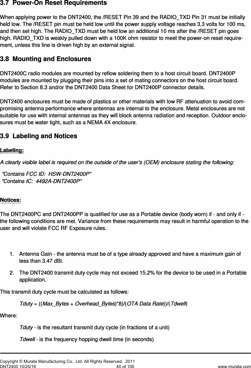 Page 41 of Murata Electronics North America DNT2400P 2.4GHz Transceiver Module User Manual 16 0346   Exhibit Cover